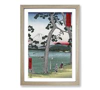 Big Box Art Fuji on The Left of Tokaido Road by Utagawa Hiroshige Framed Wall Art Picture Print Ready to Hang, Oak A2 (62 x 45 cm)
