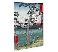 Big Box Art Fuji on The Left of Tokaido Road by Utagawa Hiroshige Painting Canvas Wall Art Framed Picture Print, 30 x 20 Inch (76 x 50 cm), Green, Grey, Black, Red, Turquoise