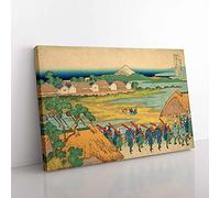 Big Box Art Fuji Seen in The Distance by Katsushika Hokusai Painting Canvas Wall Art Print Ready to Hang Picture, 76 x 50 cm (30 x 20 Inch), Cream, Green, Beige, Turquoise