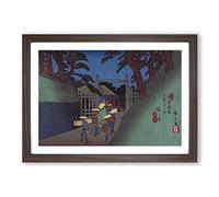 Big Box Art Fukushima Station by Utagawa Hiroshige Framed Wall Art Picture Print Ready to Hang, Walnut A2 (62 x 45 cm)
