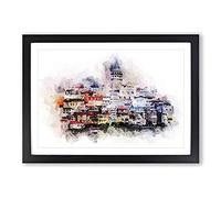 Big Box Art Galata Tower in Istanbul Turkey in Abstract Framed Wall Art Picture Print Ready to Hang, Black A2 (62 x 45 cm)