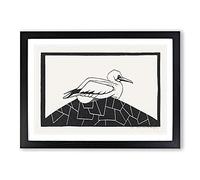 Big Box Art Gannet Bird by Samuel De Mesquita Framed Wall Art Picture Print Ready to Hang, Black A2 (62 x 45 cm)