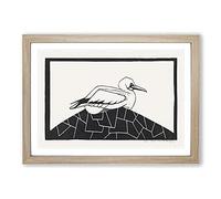 Big Box Art Gannet Bird by Samuel De Mesquita Framed Wall Art Picture Print Ready to Hang, Oak A2 (62 x 45 cm)