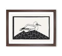 Big Box Art Gannet Bird by Samuel De Mesquita Framed Wall Art Picture Print Ready to Hang, Walnut A2 (62 x 45 cm)
