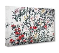 Big Box Art Garden Flowers Vol.12 by Chen Daofu Painting Canvas Wall Art Framed Picture Print, 30 x 20 Inch (76 x 50 cm), White, Grey, Black, Purple, Red
