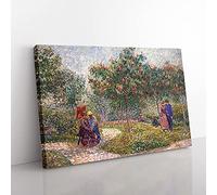 Big Box Art Garden with Courting Couples by Vincent Van Gogh Canvas Wall Art Print Ready to Hang Picture, 76 x 50 cm (30 x 20 Inch), Green, Green, Grey