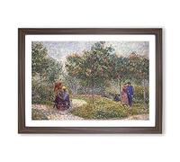 Big Box Art Garden with Courting Couples by Vincent Van Gogh Framed Wall Art Picture Print Ready to Hang, Walnut A2 (62 x 45 cm)