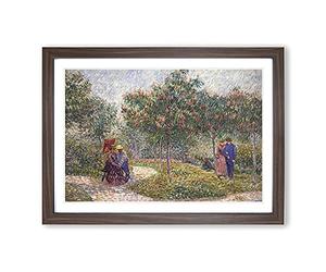 Big Box Art Garden with Courting Couples by Vincent Van Gogh Framed Wall Art Picture Print Ready to Hang, Walnut A2 (62 x 45 cm)
