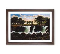 Big Box Art Genesee Falls in Rochester by Thomas Chambers Framed Wall Art Picture Print Ready to Hang, Walnut A2 (62 x 45 cm)