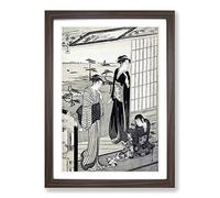 Big Box Art Genji in Exile at Suma by Chobunsai Eishi Framed Wall Art Picture Print Ready to Hang, Walnut A2 (62 x 45 cm)