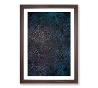 Big Box Art Geometric Blues in Abstract Framed Wall Art Picture Print Ready to Hang, Walnut A2 (62 x 45 cm)
