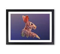 Big Box Art Geometric Rabbit Hare in Abstract Framed Wall Art Picture Print Ready to Hang, Black A2 (62 x 45 cm)