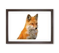 Big Box Art Geometric Red Fox in Abstract Framed Wall Art Picture Print Ready to Hang, Walnut A2 (62 x 45 cm)