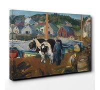 Big Box Art George Bellows Ox Team, Matinicus Wharf Canvas Wall Art Print Ready to Hang Picture, 30 x 20 Inch (76 x 50 cm), Multi-Coloured