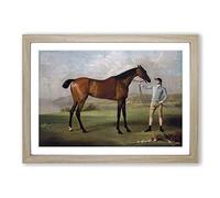 Big Box Art George Stubbs Molly Long Legs Horse with her Jockey Framed Wall Art Picture Print Ready to Hang, Oak A2 (62 x 45 cm)