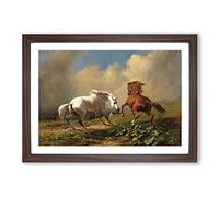 Big Box Art George Stubbs Two Horses Framed Wall Art Picture Print Ready to Hang, Walnut A2 (62 x 45 cm)
