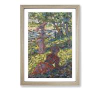 Big Box Art Georges-Pierre Seurat Woman in The Park Framed Wall Art Picture Print Ready to Hang, Oak A2 (62 x 45 cm)