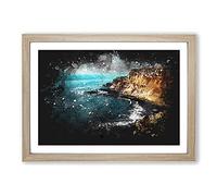 Big Box Art Giant's Causeway Northern Ireland Paint Splash Framed Wall Art Picture Print Ready to Hang, Oak A2 (62 x 45 cm)
