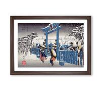 Big Box Art Gion Shrine in Snow by Utagawa Hiroshige Framed Wall Art Picture Print Ready to Hang, Walnut A2 (62 x 45 cm)
