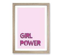 Big Box Art Girl Power Typography Framed Wall Art Picture Print Ready to Hang, Oak A2 (62 x 45 cm)