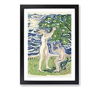 Big Box Art Girls Picking Apples by Edvard Munch Framed Wall Art Picture Print Ready to Hang, Black A2 (62 x 45 cm)
