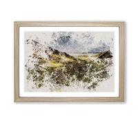 Big Box Art Glangesh Pass in Ireland Watercolour Framed Wall Art Picture Print Ready to Hang, Oak A2 (62 x 45 cm)
