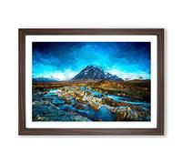 Big Box Art Glencoe in Scotland in Abstract Framed Wall Art Picture Print Ready to Hang, Walnut A2 (62 x 45 cm)