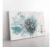 Big Box Art Globe Thistle Watercolour Canvas Wall Art Print Ready to Hang Picture, 76 x 50 cm (30 x 20 Inch), White, Blue, Grey, Brown, Black