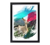 Big Box Art Goat in Austria Mountain Landscape V2 Framed Wall Art Picture Print Ready to Hang, Black A2 (62 x 45 cm)