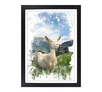 Big Box Art Goat in Austria Mountain Landscape V3 Framed Wall Art Picture Print Ready to Hang, Black A2 (62 x 45 cm)