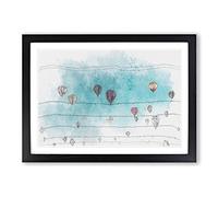 Big Box Art Going Up in a Hot Air Balloon in Abstract Framed Wall Art Picture Print Ready to Hang, Black A2 (62 x 45 cm)