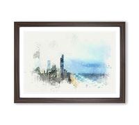 Big Box Art Gold Coast Skyline in The Clouds in Abstract Framed Wall Art Picture Print Ready to Hang, Walnut A2 (62 x 45 cm)