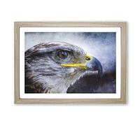 Big Box Art Golden Eagle Vol.4 Painting Framed Wall Art Picture Print Ready to Hang, Oak A2 (62 x 45 cm)