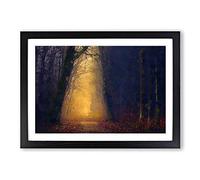 Big Box Art Golden Forest Pathway in Abstract Framed Wall Art Picture Print Ready to Hang, Black A2 (62 x 45 cm)