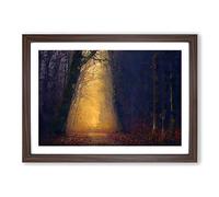 Big Box Art Golden Forest Pathway in Abstract Framed Wall Art Picture Print Ready to Hang, Walnut A2 (62 x 45 cm)