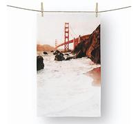 Big Box Art Golden Gate Bridge in San Francisco Abstract Painting - 100% Cotton (72 x 44 cm) Kitchen Tea Towel, Dish Cloth for Drying, Cleaning and Washing - Absorbent and Quick Drying