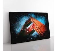 Big Box Art Golden Gate Bridge Vol.1 Paint Splash Canvas Wall Art Print Ready to Hang Picture, 76 x 50 cm (30 x 20 Inch), Black, Turquoise, Red