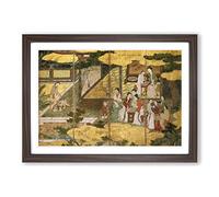 Big Box Art Golden Palace by Kano Eitoku Framed Wall Art Picture Print Ready to Hang, Walnut A2 (62 x 45 cm)