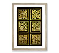 Big Box Art Golden Patterns Framed Wall Art Picture Print Ready to Hang, Oak A2 (62 x 45 cm)