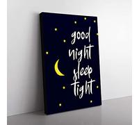 Big Box Art Good Night Sleep Tight Typography Canvas Wall Art Print Ready to Hang Picture, 76 x 50 cm (30 x 20 Inch), Brown, White, Black