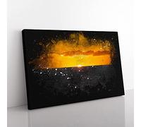 Big Box Art Goodbye to The Sun Paint Splash Canvas Wall Art Print Ready to Hang Picture, 76 x 50 cm (30 x 20 Inch), Black, Orange, Brown, Gold
