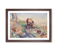 Big Box Art Grape Gatherers by Pierre-Auguste Renoir Framed Wall Art Picture Print Ready to Hang, Walnut A2 (62 x 45 cm)