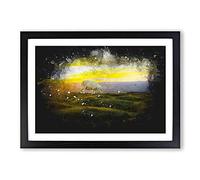 Big Box Art Grazing Sheep at Sunset Paint Splash Framed Wall Art Picture Print Ready to Hang, Black A2 (62 x 45 cm)