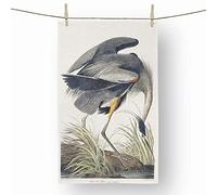 Big Box Art Great Blue Heron by John James Audubon - 100% Cotton (72 x 44 cm) Kitchen Tea Towel, Dish Cloth for Drying, Cleaning and Washing - Absorbent and Quick Drying