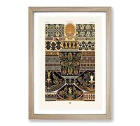 Big Box Art Greek Pattern by Albert Racinet Framed Wall Art Picture Print Ready to Hang, Oak A2 (62 x 45 cm)