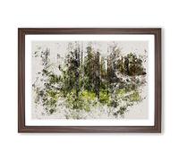 Big Box Art Green Forest Vol.1 Watercolour Framed Wall Art Picture Print Ready to Hang, Walnut A2 (62 x 45 cm)
