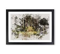 Big Box Art Green Forest Vol.6 Watercolour Framed Wall Art Picture Print Ready to Hang, Black A2 (62 x 45 cm)