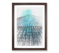 Big Box Art Ground Zero in New York City in Abstract Framed Wall Art Picture Print Ready to Hang, Walnut A2 (62 x 45 cm)