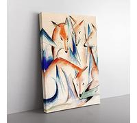 Big Box Art Group of Foxes by Franz Marc Canvas Wall Art Print Ready to Hang Picture, 76 x 50 cm (30 x 20 Inch), Beige, Brown, Grey