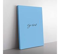 Big Box Art Grow Typography Canvas Wall Art Print Ready to Hang Picture, 76 x 50 cm (30 x 20 Inch), Blue